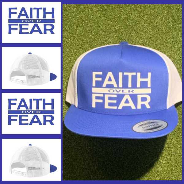 Trucker Hat 'FAITH OVER FEAR' Royal Blue